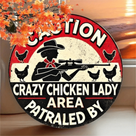 CIFbuy Crazy Chicken Lady Warning Sign Vintage Metal Wall Art(TikTok, temu pick-up service)