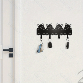 CIFbuyâ„¢ Black Cat Shape Wall Key Holder Decorative Entryway Storage Hooks (TikTok, temu pick-up service)