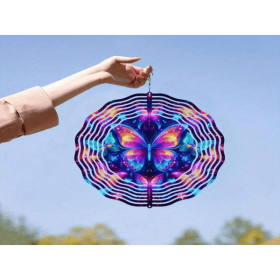 3D Metal Blue Butterfly Wind Spinner: Yard and Garden Decoration, 25.4cm Kinetic Outdoor Spinner, Spinfinity Wind Sculpture, No Feather, Classic Style