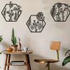 CIFbuy 3-Piece Hexagon Botanical Wall Art Set Metal Decor for Living Room Bedroom Office(TikTok, temu pick-up service)