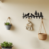 "Wolf Key Holder Wall Mount - 8 Hook Coat Rack for Keys, Hats & Scarves - Rustic Entryway Organizer for Hallway