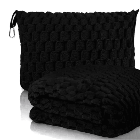 Tlanket- Clip On Travel Pillow (Option: Black)
